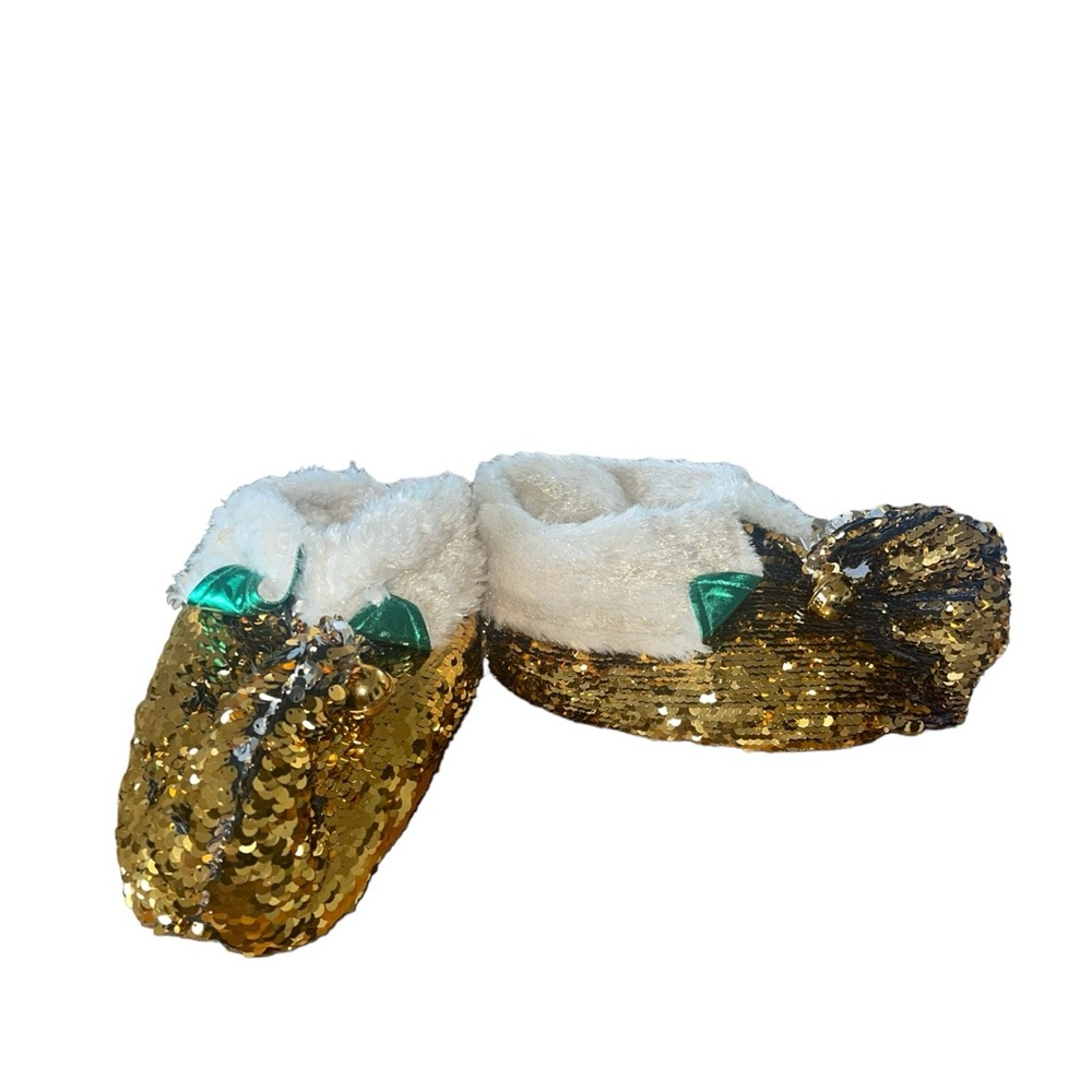 Dan Dee Collectors Choice sequined elf slippers with golden bells. Size Medium